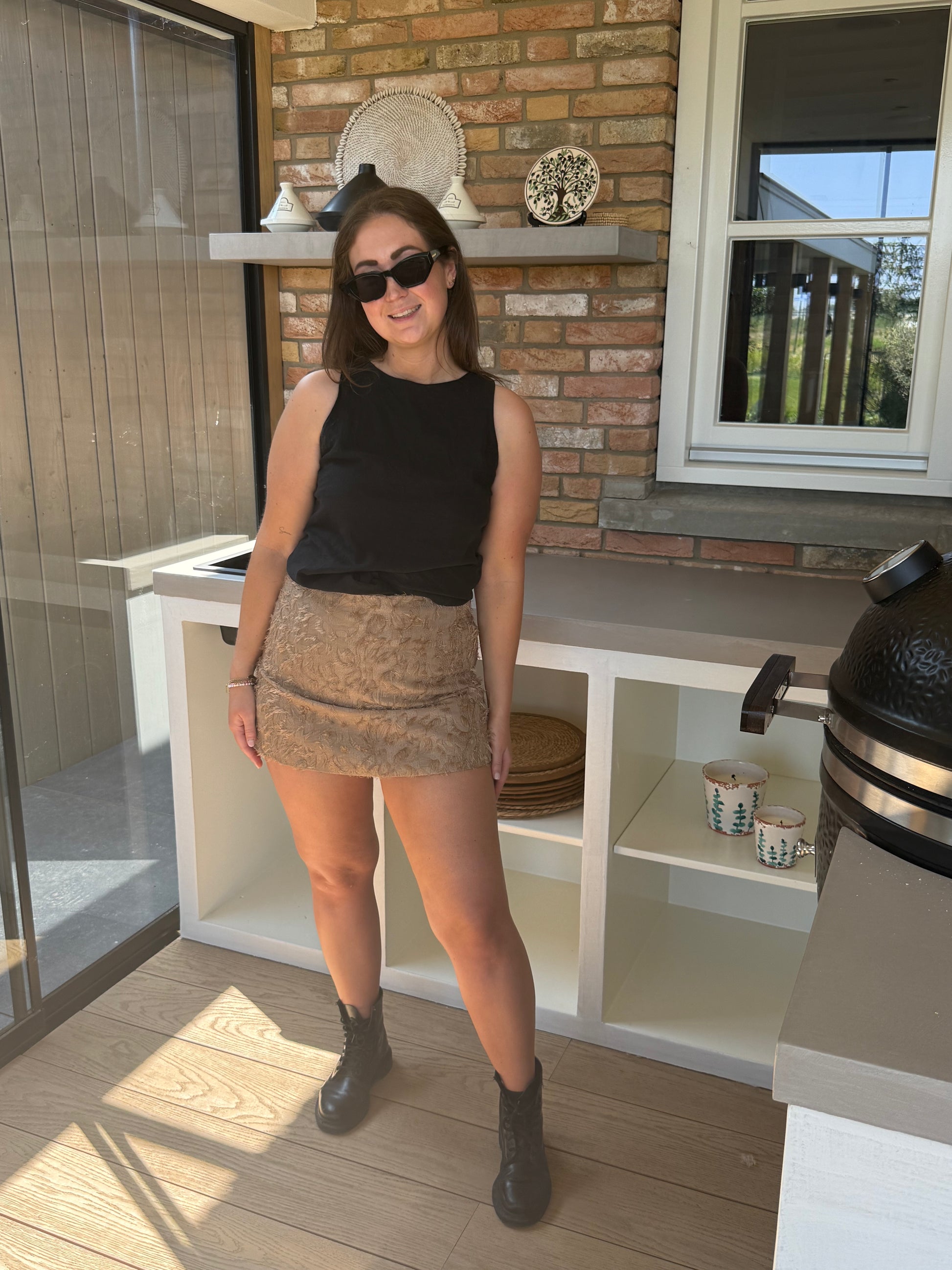 Ambika Feather skort camel