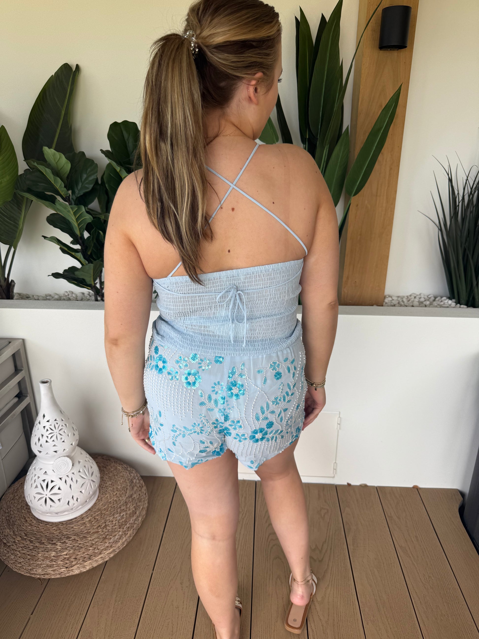 Beaded top blue
