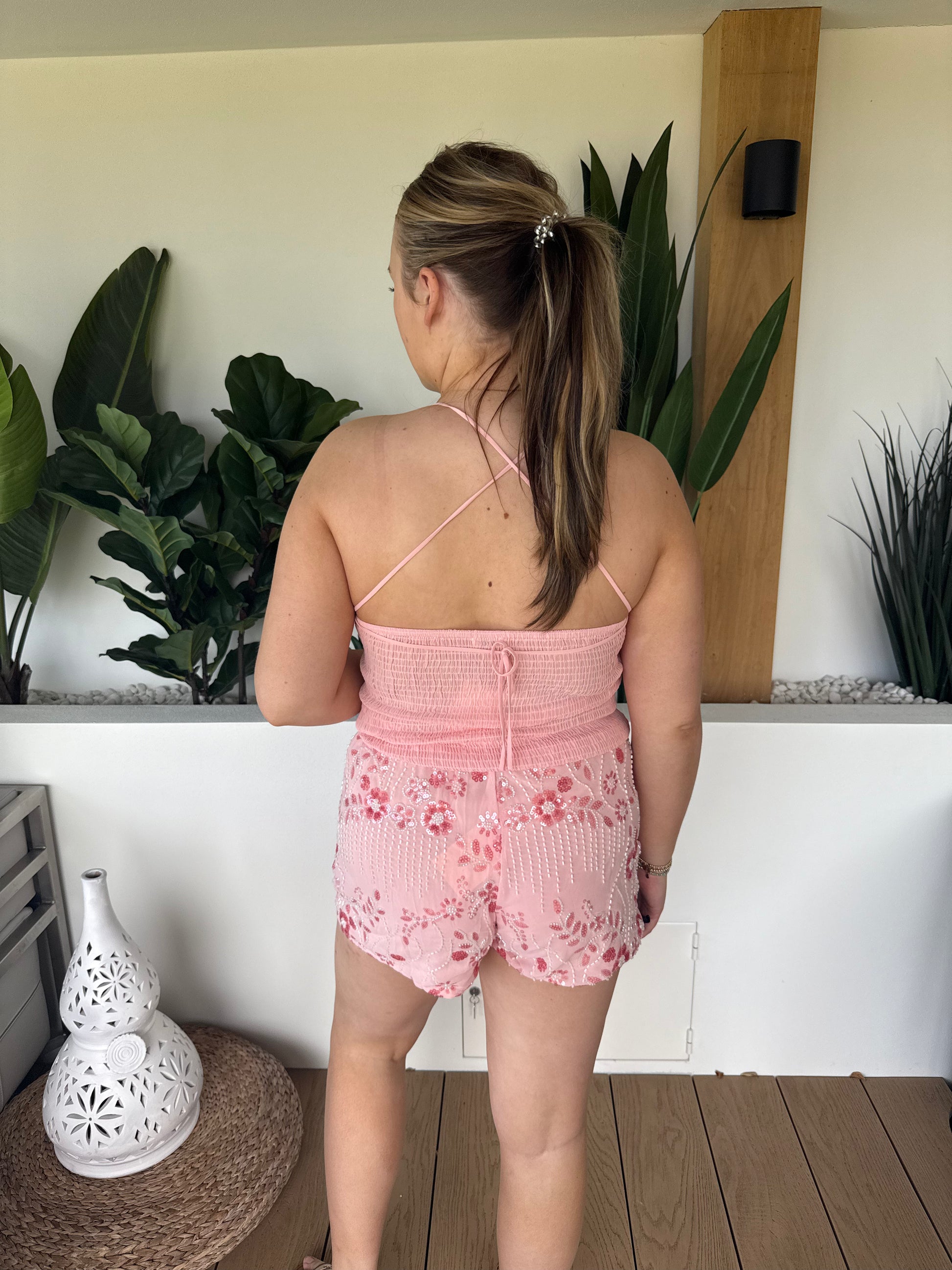 Beaded top pink