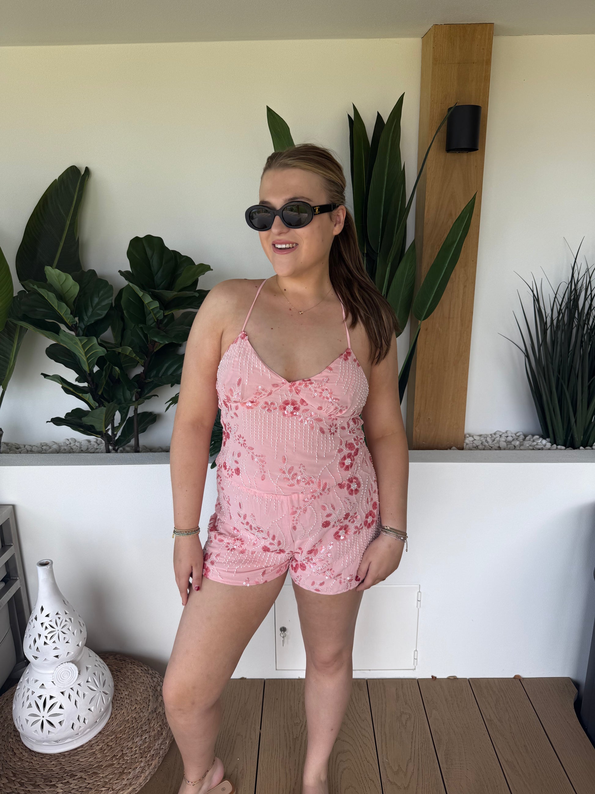 Beaded top pink