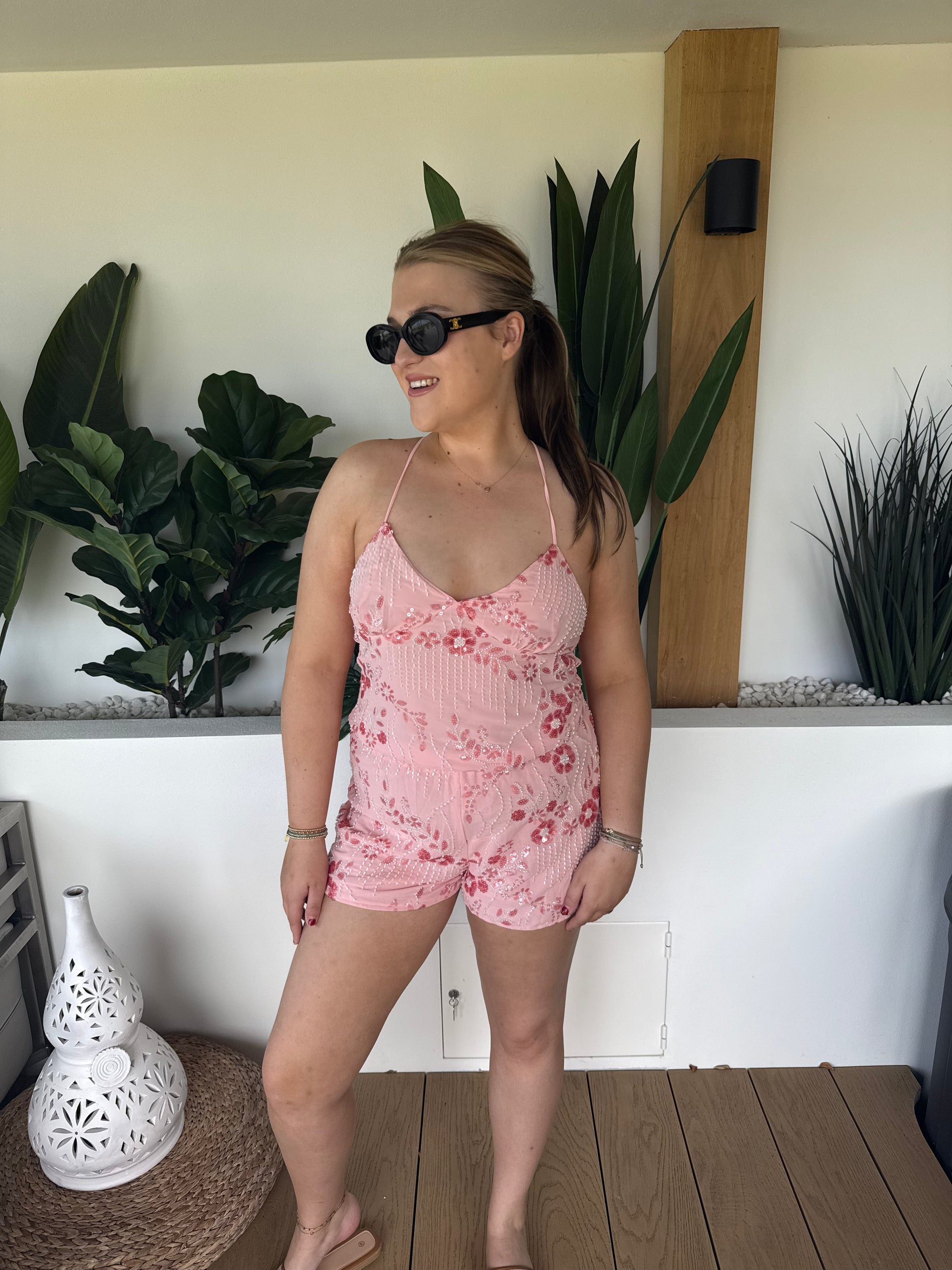 Beaded top pink